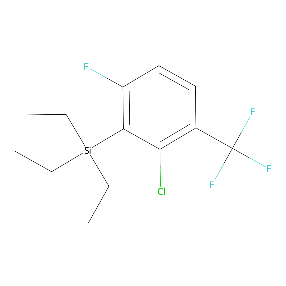 (2-Chloro-6-fluoro-3-(trifluoromethyl)phenyl)triethylsilane molecular structure, CAS 3002541-87-6