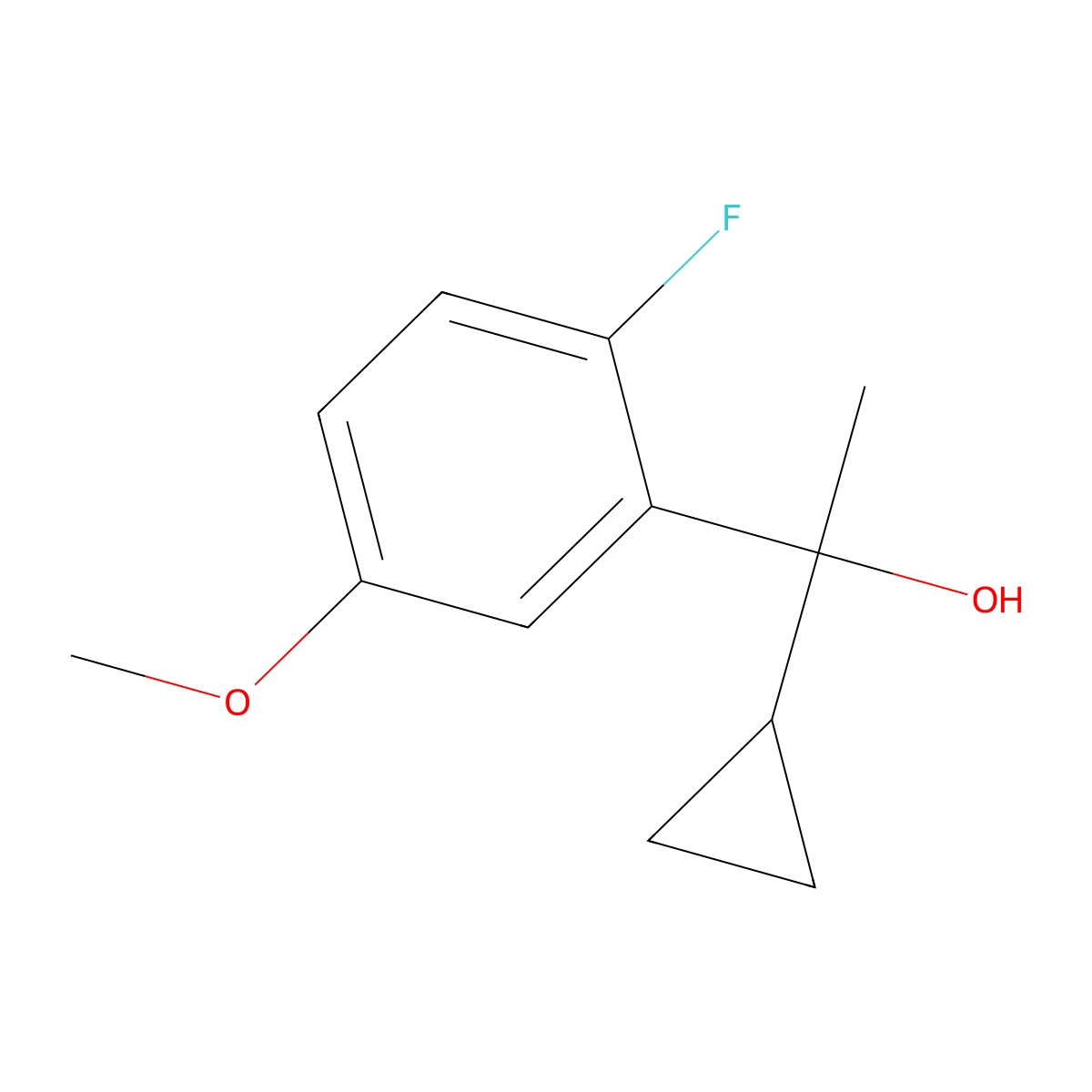 1-Cyclopropyl-1-(2-fluoro-5-methoxyphenyl)ethanol molecular structure, CAS 3002542-61-9