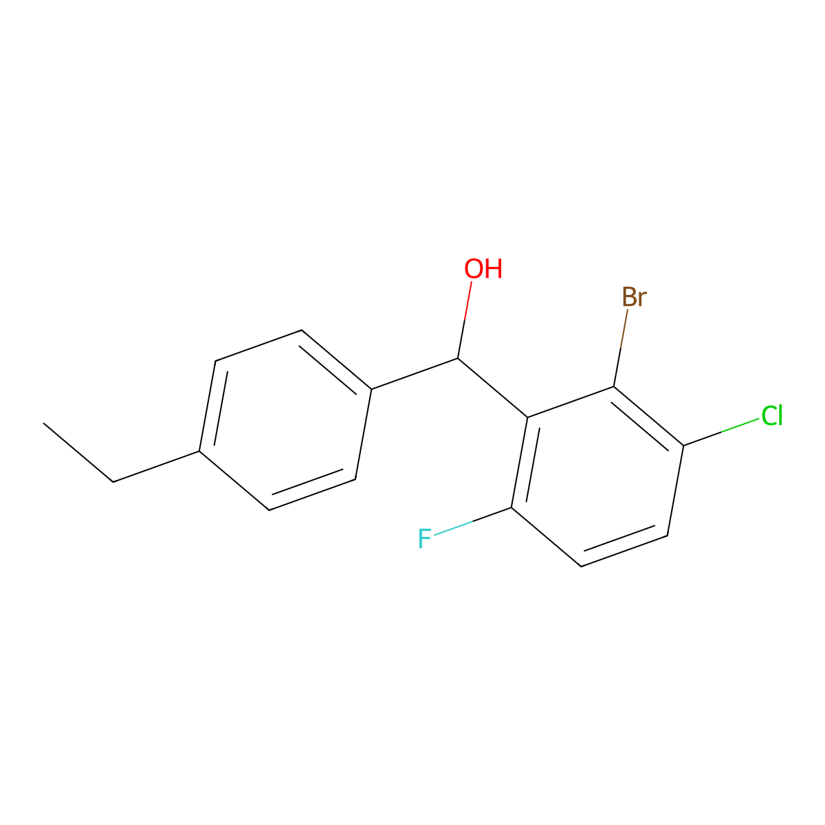 (2-Bromo-3-chloro-6-fluorophenyl)(4-ethylphenyl)methanol molecular structure, CAS 3002543-25-8