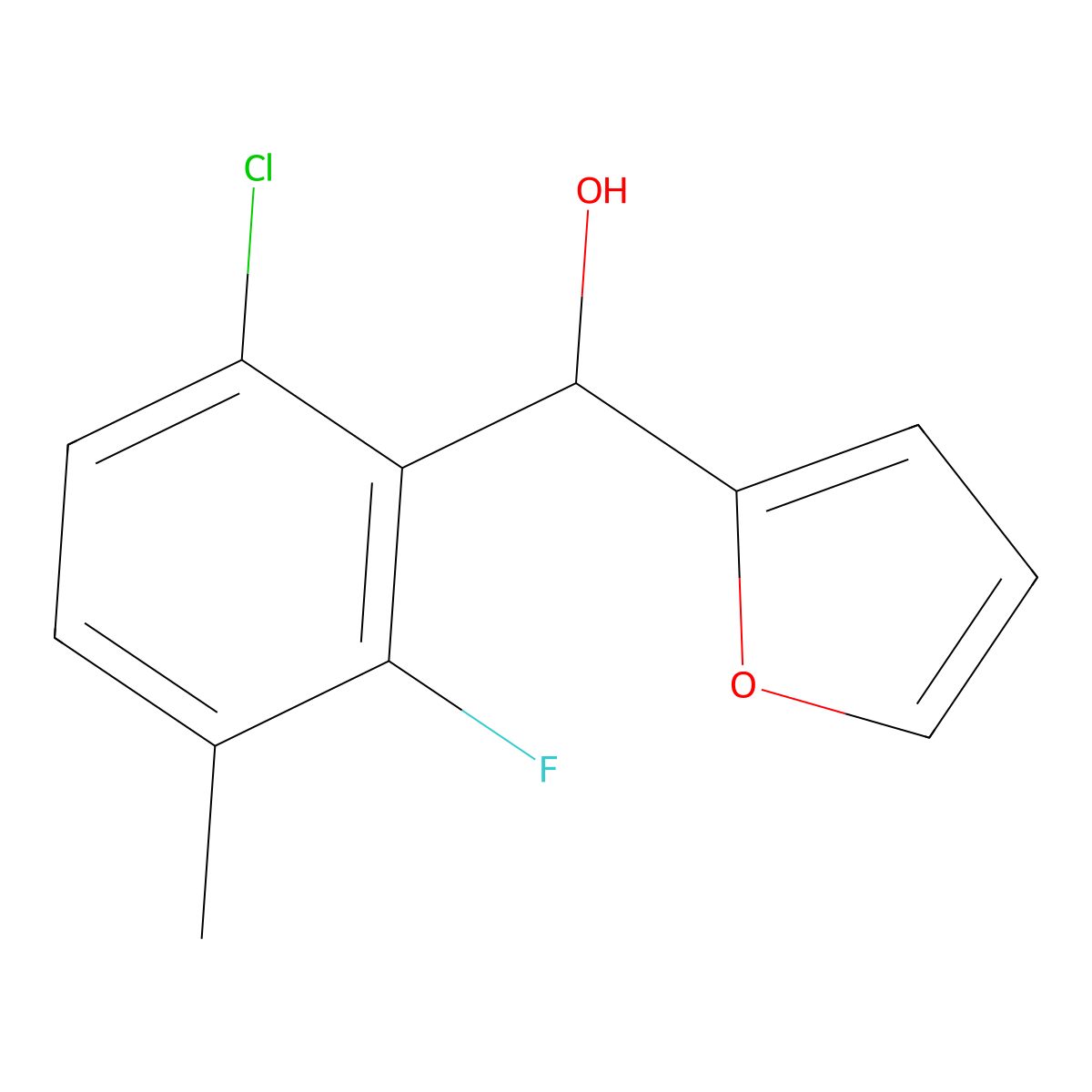 (6-Chloro-2-fluoro-3-methylphenyl)(furan-2-yl)methanol molecular structure, CAS 3002543-32-7