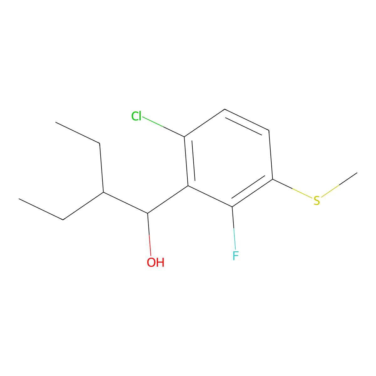 1-(6-Chloro-2-fluoro-3-(methylthio)phenyl)-2-ethylbutan-1-ol molecular structure, CAS 3002543-63-4