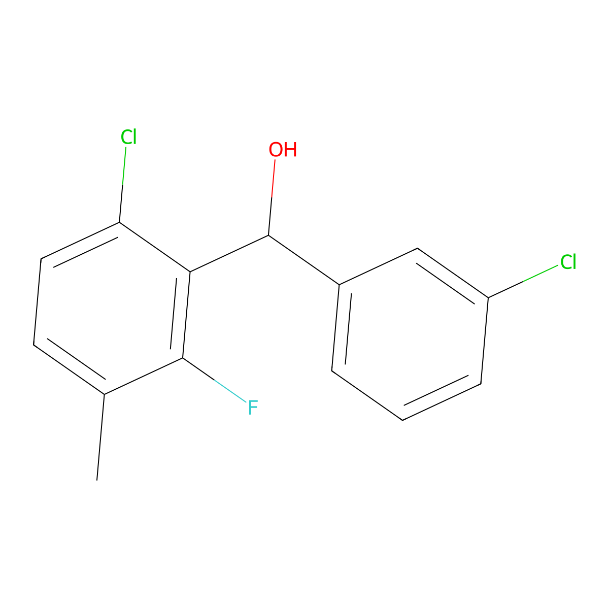 (6-Chloro-2-fluoro-3-methylphenyl)(3-chlorophenyl)methanol molecular structure, CAS 3002543-74-7