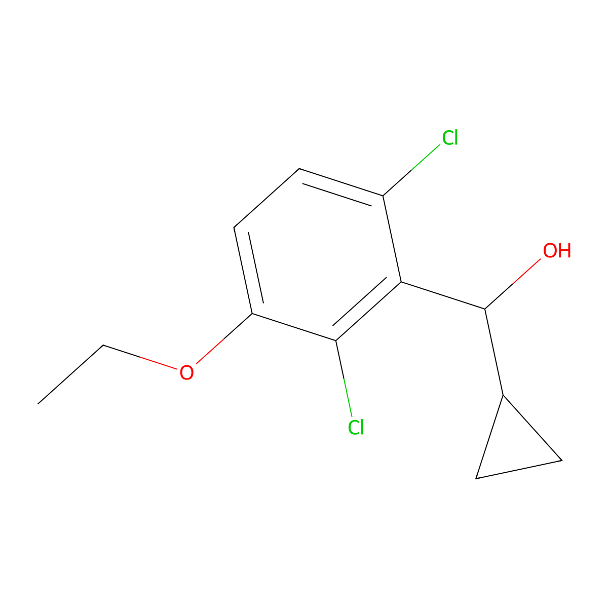 Cyclopropyl(2,6-dichloro-3-ethoxyphenyl)methanol molecular structure, CAS 3002543-75-8