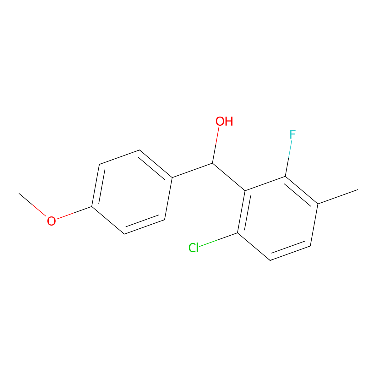 (6-Chloro-2-fluoro-3-methylphenyl)(4-methoxyphenyl)methanol molecular structure, CAS 3002543-80-5