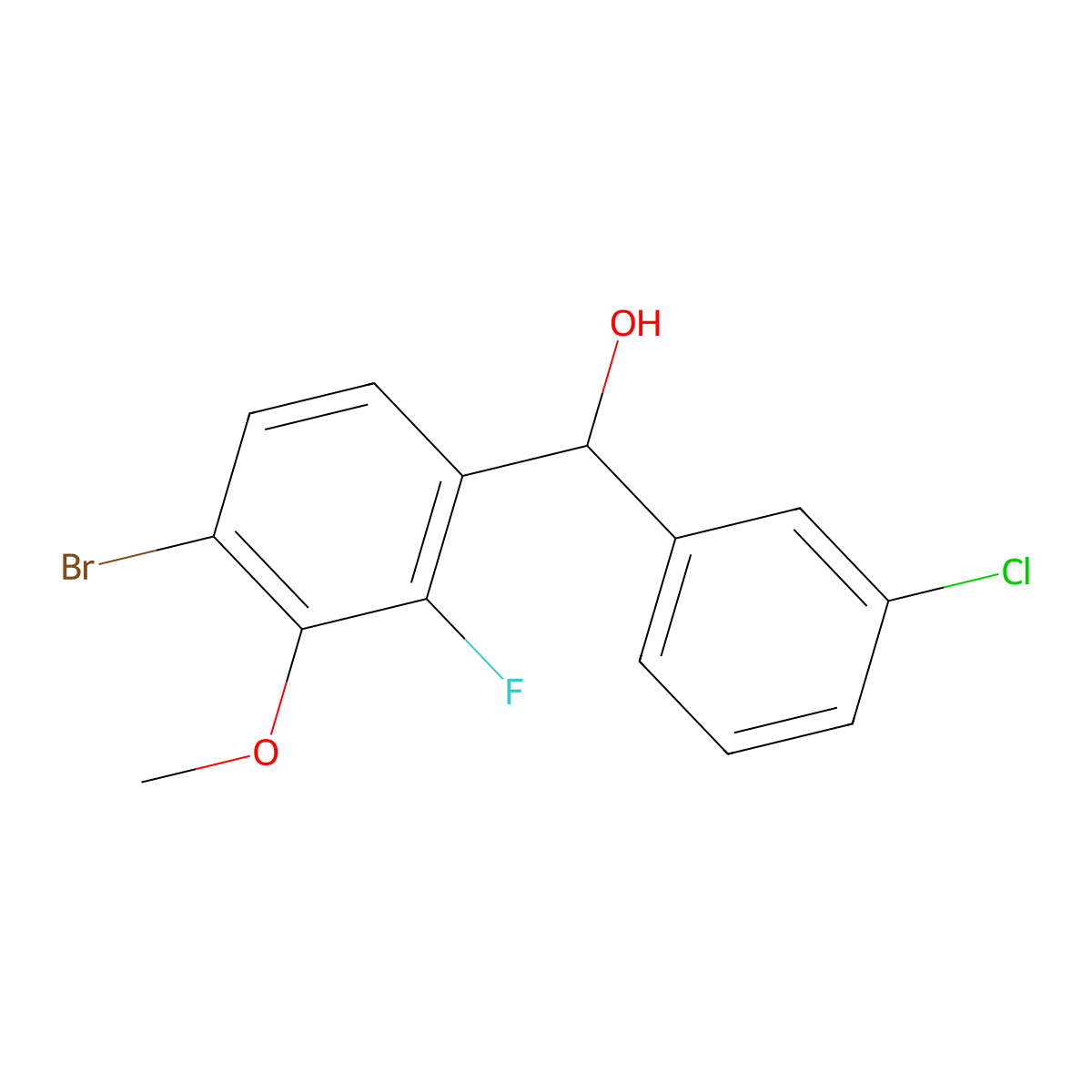 (4-Bromo-2-fluoro-3-methoxyphenyl)(3-chlorophenyl)methanol molecular structure, CAS 3002543-83-8