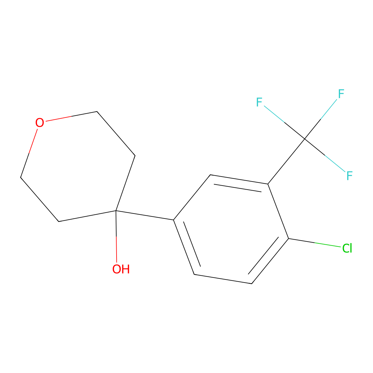 4-(4-chloro-3-(trifluoromethyl)phenyl)tetrahydro-2H-pyran-4-ol molecular structure, CAS 3002552-83-9