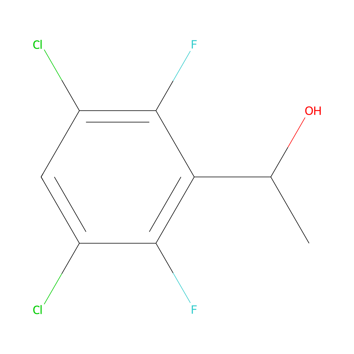 1-(3,5-Dichloro-2,6-difluorophenyl)ethanol molecular structure, CAS 3002554-18-6