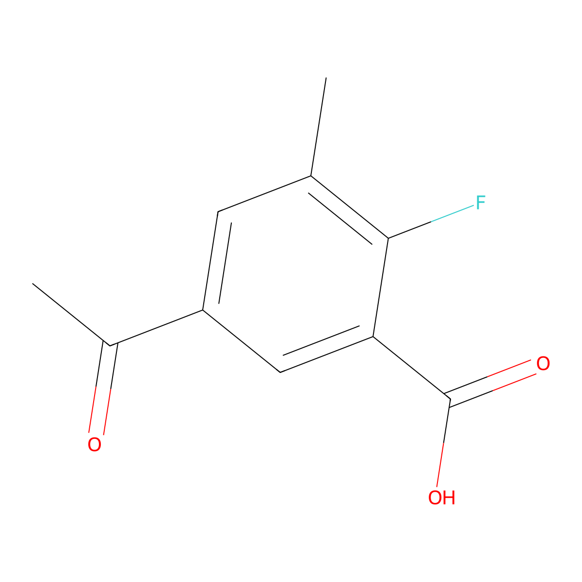 5-Acetyl-2-fluoro-3-methylbenzoic acid molecular structure, CAS 3002554-64-2