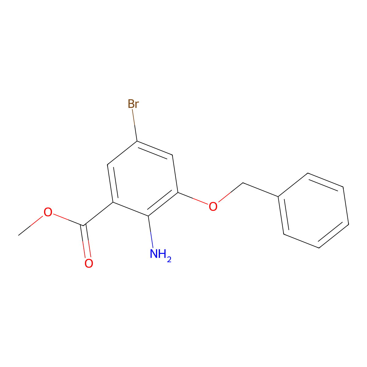Methyl 2-amino-3-(benzyloxy)-5-bromobenzoate molecular structure, CAS 3002968-35-3