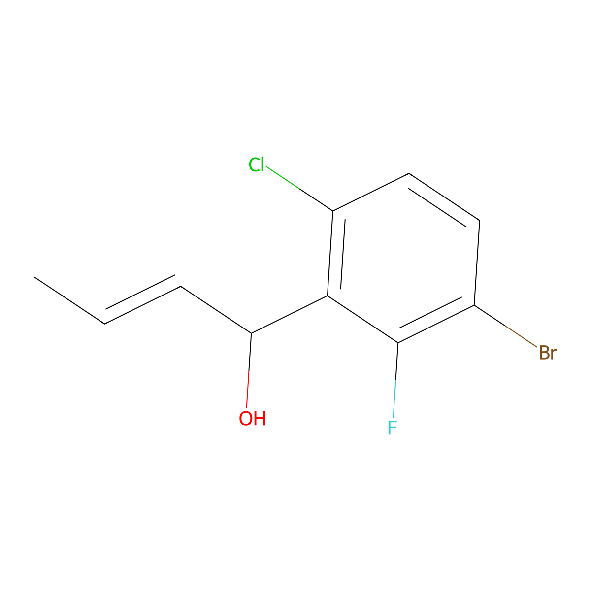 (E)-1-(3-Bromo-6-chloro-2-fluorophenyl)but-2-en-1-ol molecular structure, CAS 3002980-91-5