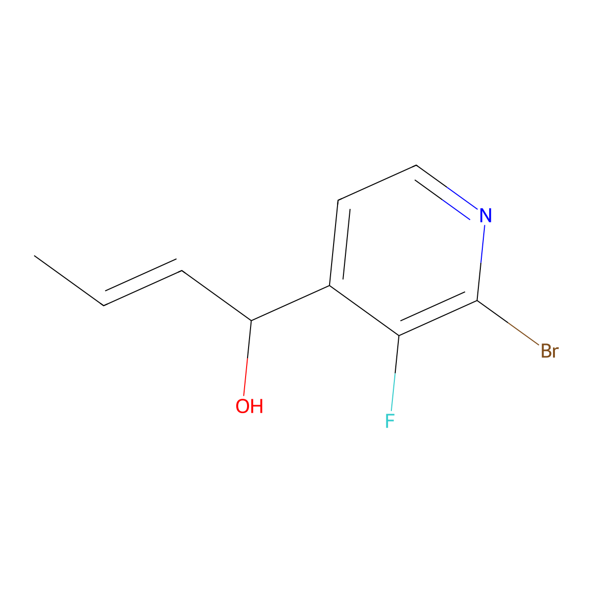 (E)-1-(2-Bromo-3-fluoropyridin-4-yl)but-2-en-1-ol molecular structure, CAS 3002983-23-2