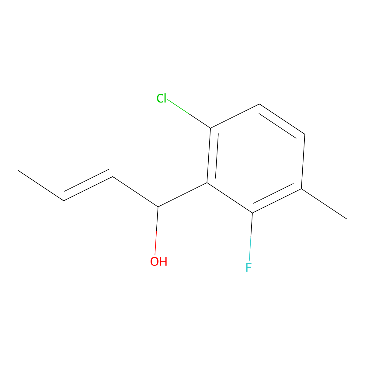 (E)-1-(6-chloro-2-fluoro-3-methylphenyl)but-2-en-1-ol molecular structure, CAS 3002983-35-6