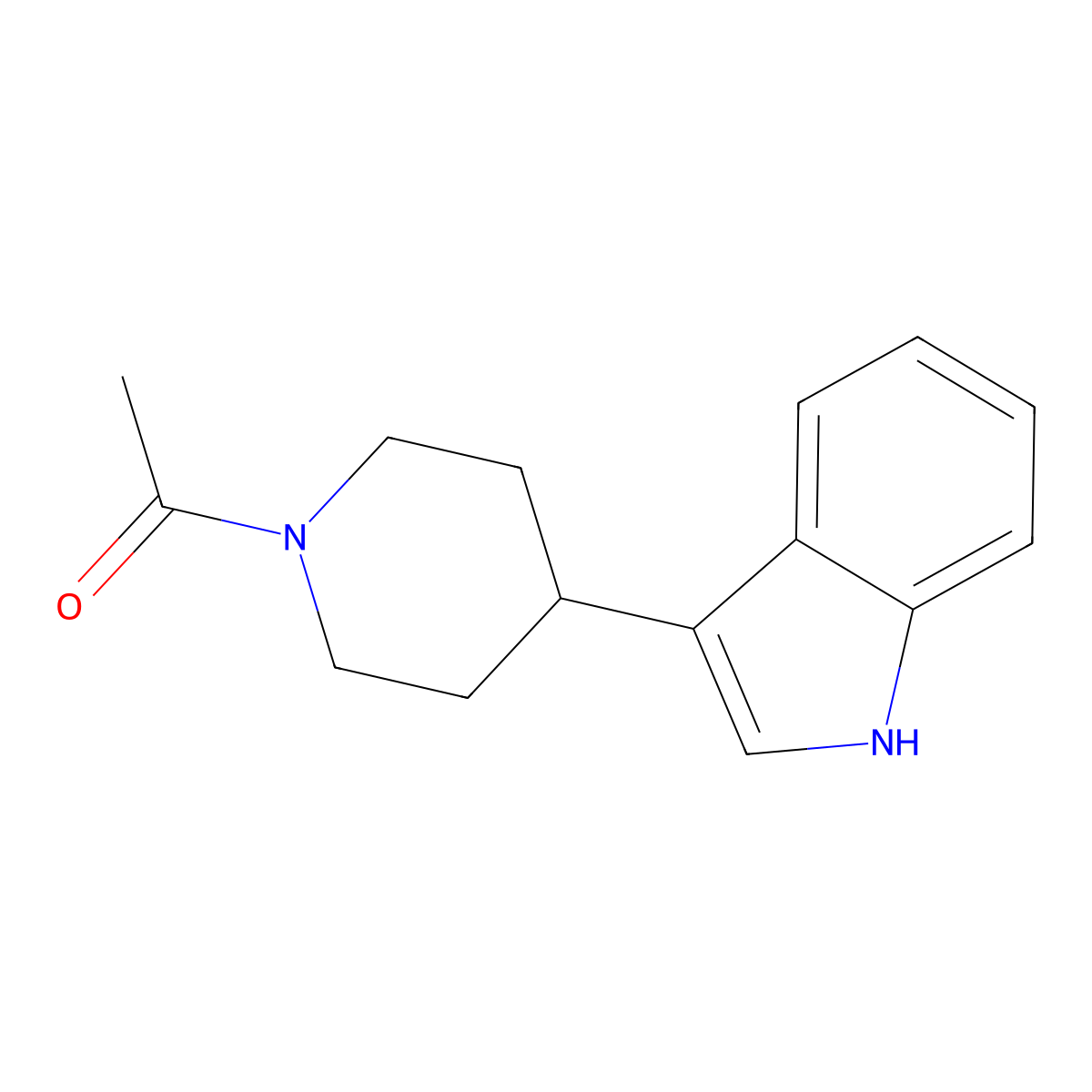 1-[4-(1H-indol-3-yl)piperidino]ethan-1-one molecular structure, CAS 30030-83-2