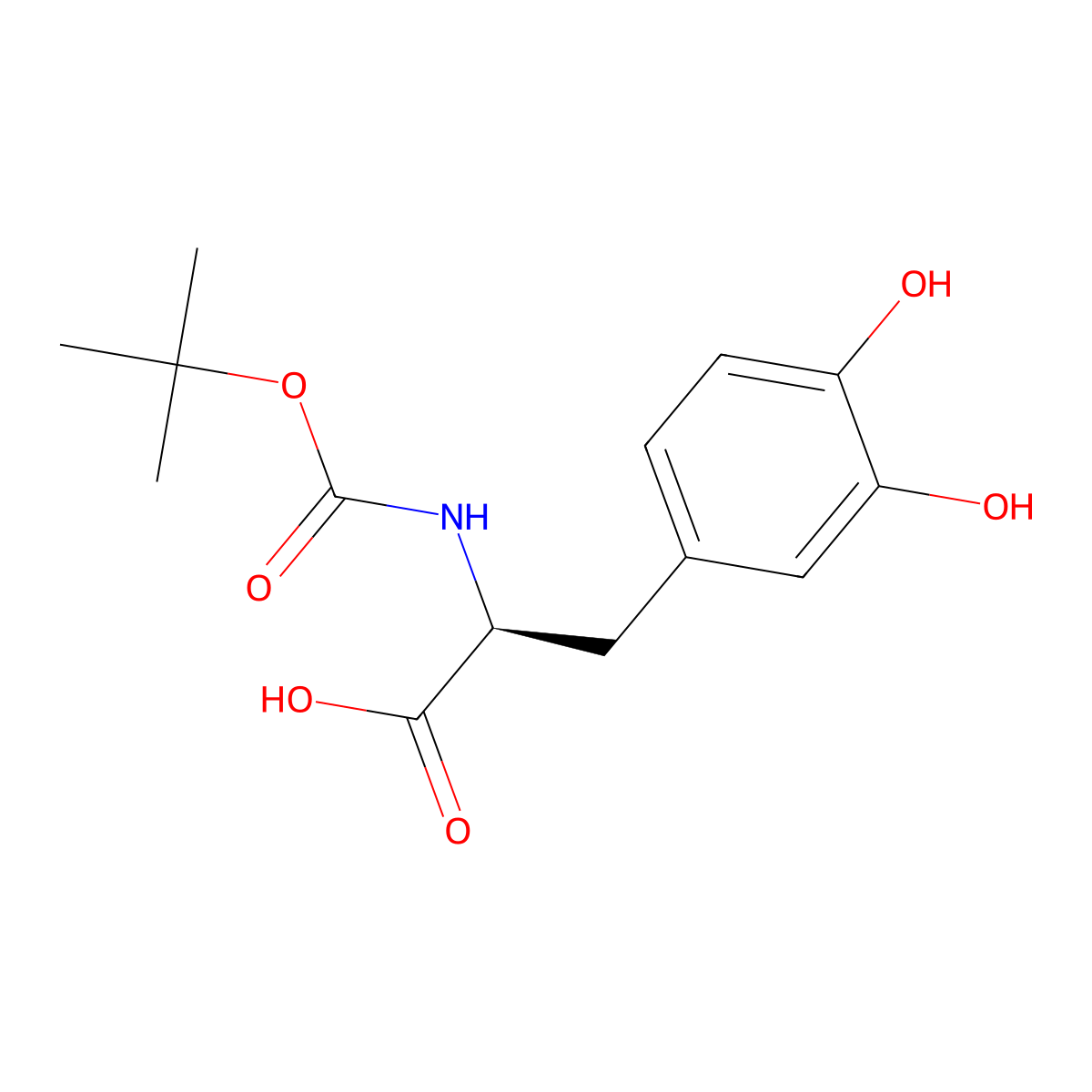 N-(tert-Buloxycarbonyl)-3,4-dihydroxy-L-phenylalanine molecular structure, CAS 30033-24-0