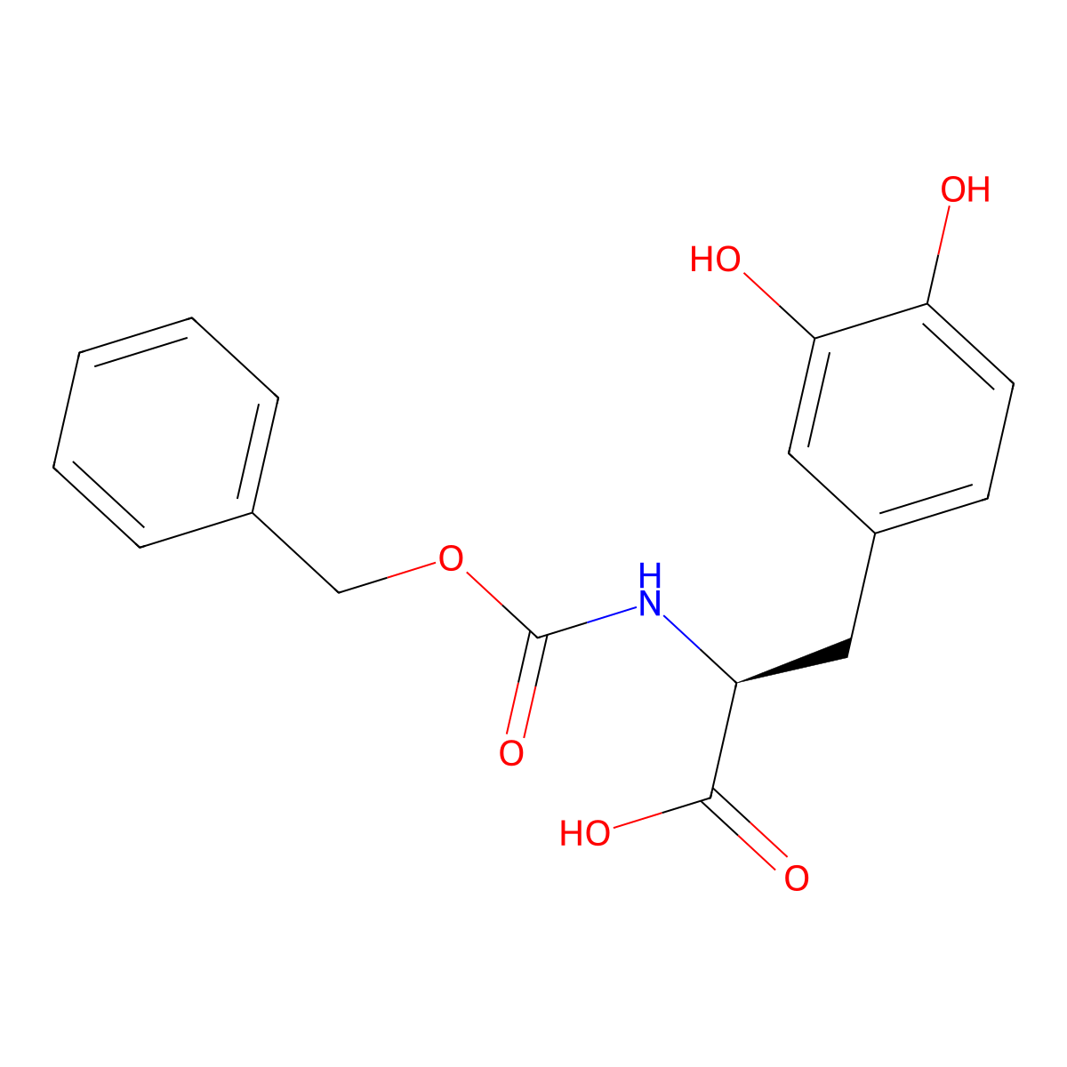 (2s)-2-{[(Benzyloxy)carbonyl]amino}-3-(3,4-dihydroxyphenyl)propanoic acid molecular structure, CAS 30033-25-1