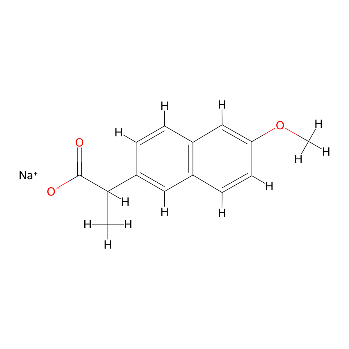 Sodium 2-(6-methoxynaphthalen-2-yl)propanoate molecular structure, CAS 30033-41-1