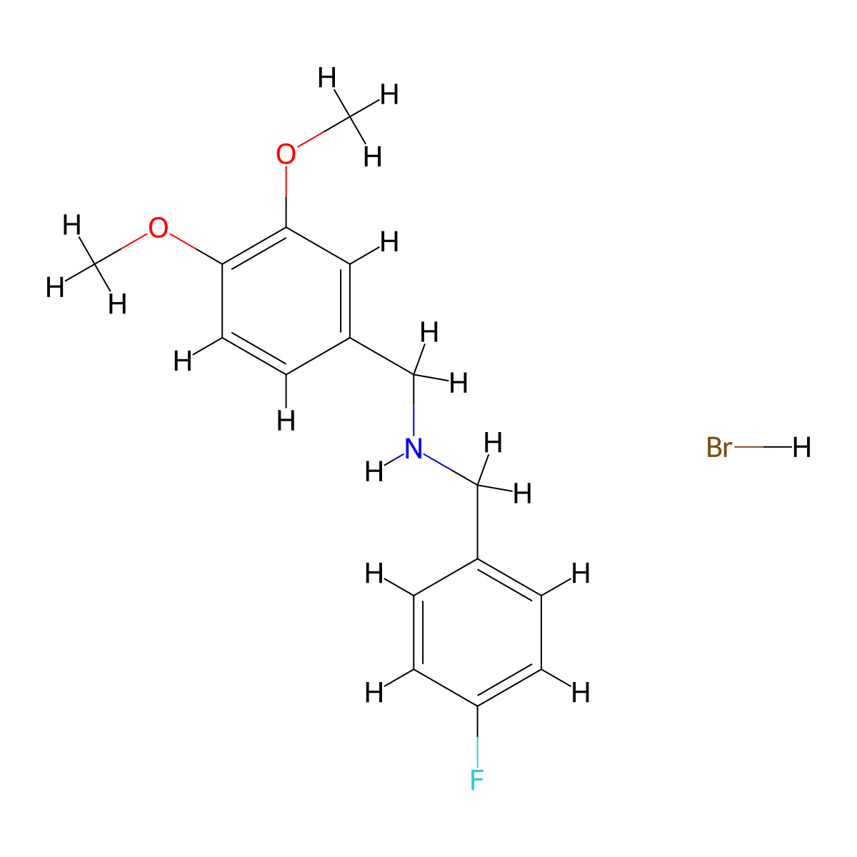 (3,4-Dimethoxybenzyl)(4-fluorobenzyl)amine hydrobromide molecular structure, CAS 300347-28-8