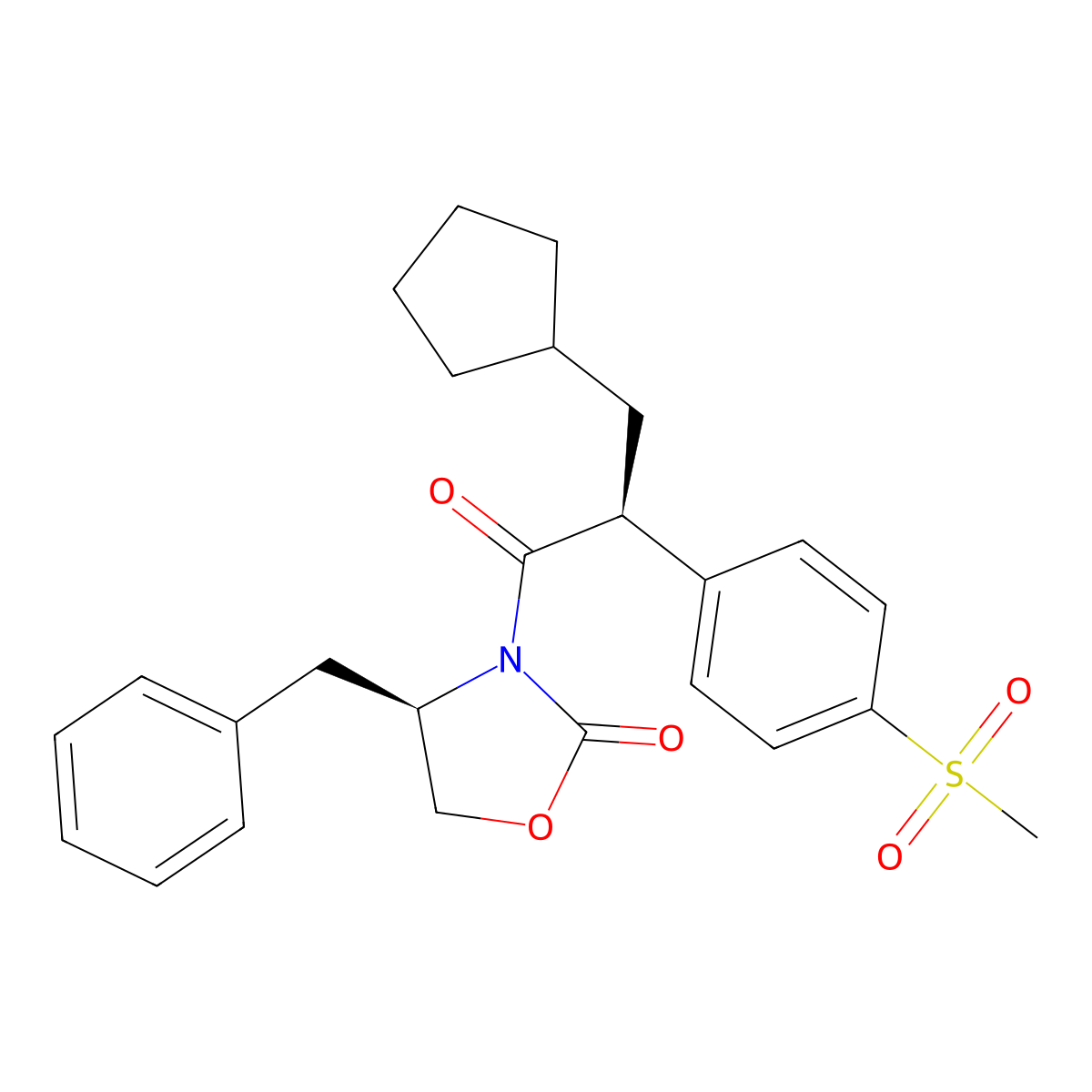 (R)-4-benzyl-3-((S)-3-cyclopentyl-2-(4-(methylsulfonyl)phenyl)propanoyl)oxazolidin-2-one molecular structure, CAS 300355-20-8