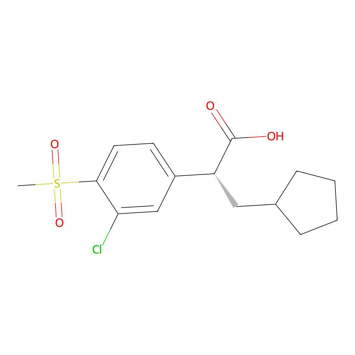 (R)-2-(3-Chloro-4-(methylsulfonyl)phenyl)-3-cyclopentylpropanoic acid molecular structure, CAS 300356-14-3