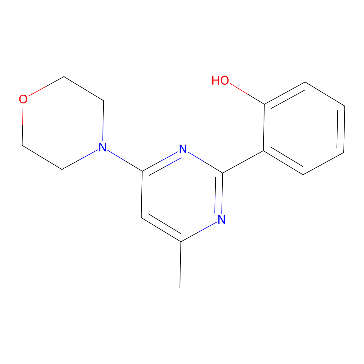 2-(4-Methyl-6-morpholin-4-yl-pyrimidin-2-yl)-phenol molecular structure, CAS 300358-29-6