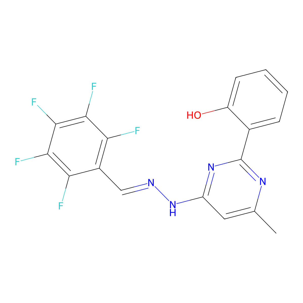 2,3,4,5,6-Pentafluorobenzaldehyde 2-[2-(2-hydroxyphenyl)-6-methyl-4-pyrimidinyl]hydrazone molecular structure, CAS 300358-35-4