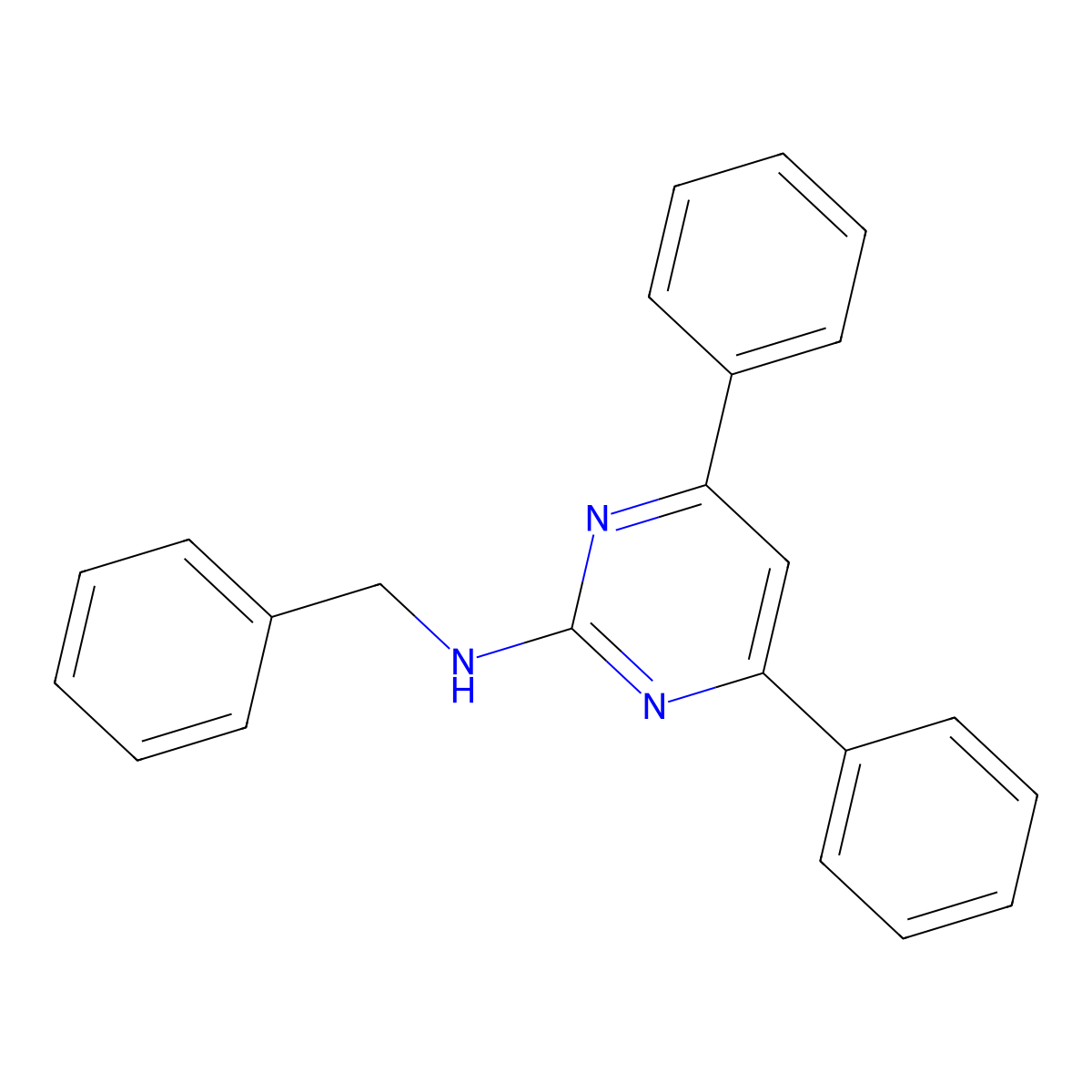 N-benzyl-4,6-diphenylpyrimidin-2-amine molecular structure, CAS 300358-59-2