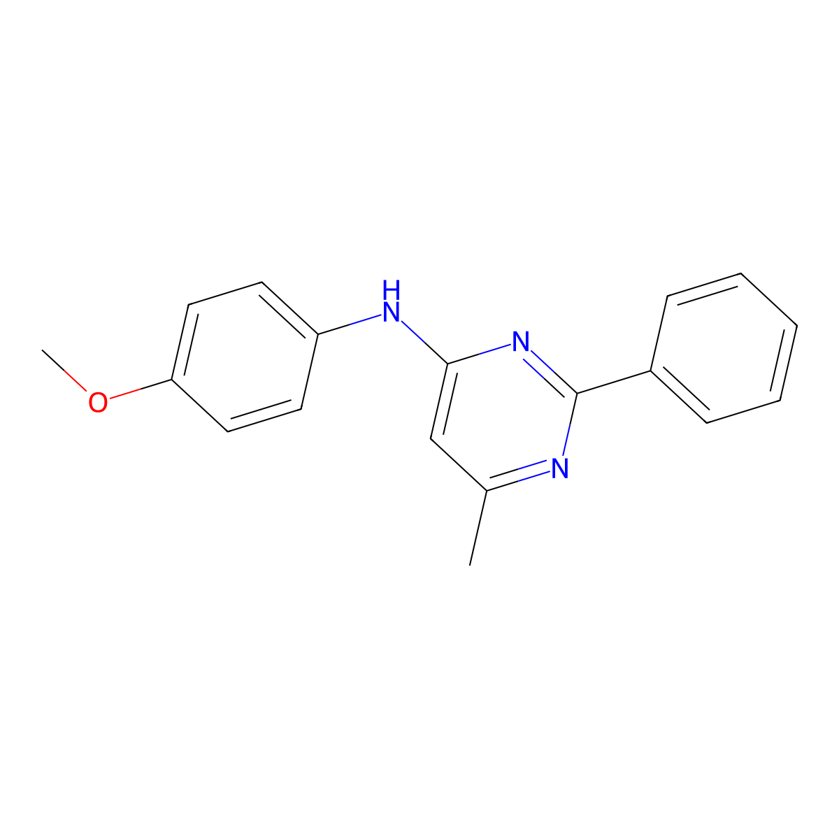 N-(4-methoxyphenyl)-6-methyl-2-phenylpyrimidin-4-amine molecular structure, CAS 300359-08-4