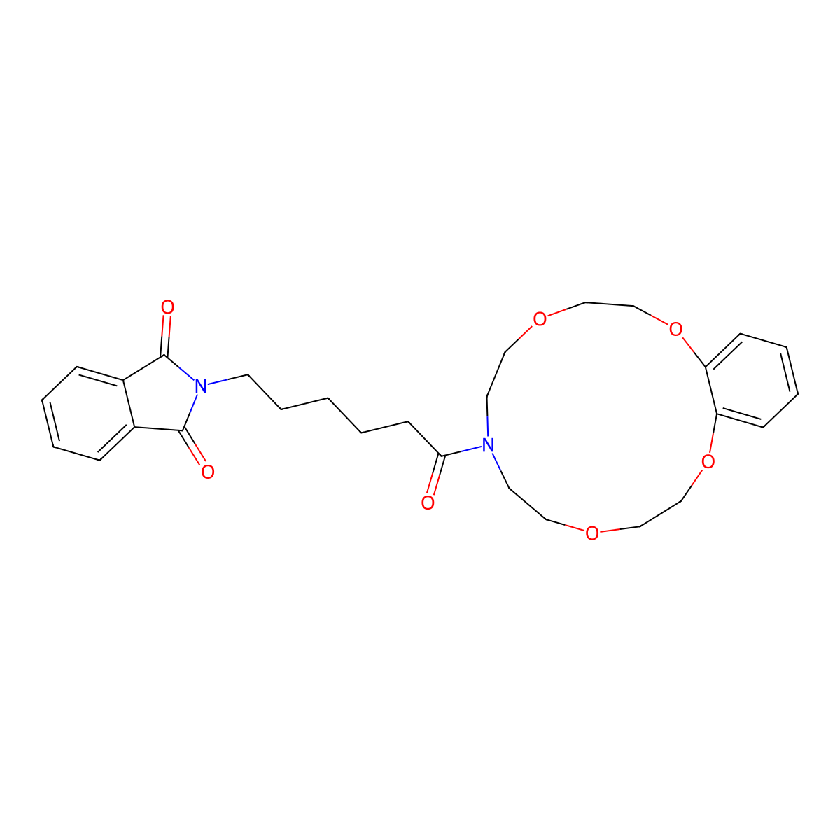 2-[6-(2,3,5,6,8,9,11,12-octahydro-7H-1,4,10,13,7-benzotetraoxazacyclopentadecin-7-yl)-6-oxohexyl]-1H-isoindole-1,3(2H)-dione molecular structure, CAS 300359-70-0
