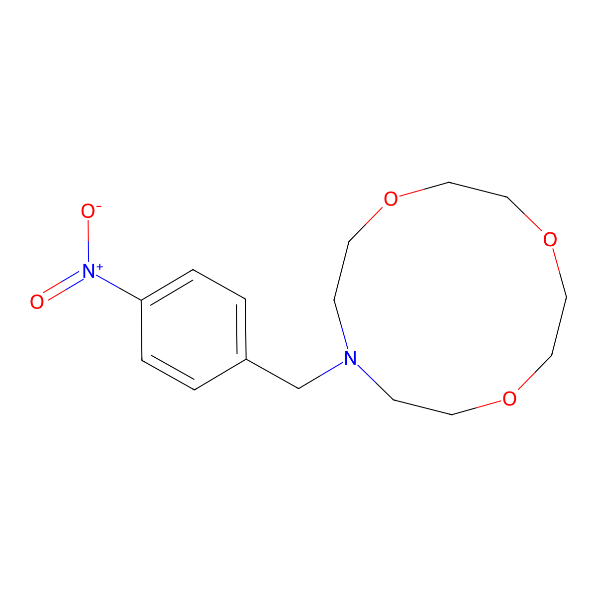 10-(4-Nitrobenzyl)-1,4,7-trioxa-10-azacyclododecane molecular structure, CAS 300359-71-1