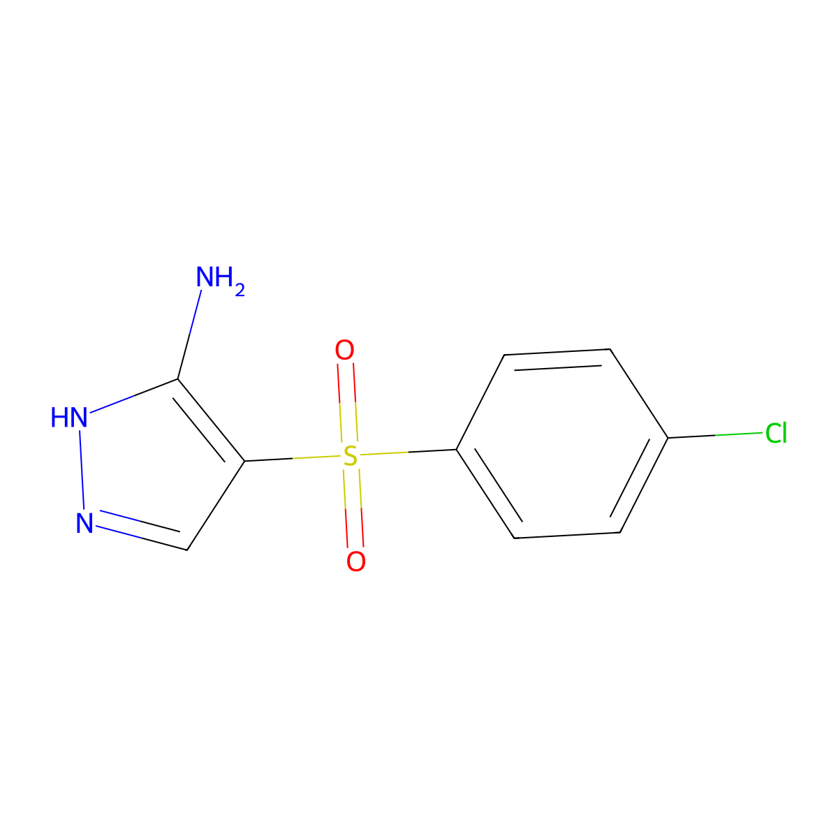 4-(4-Chlorobenzenesulfonyl)-1H-pyrazol-5-amine molecular structure, CAS 30036-43-2