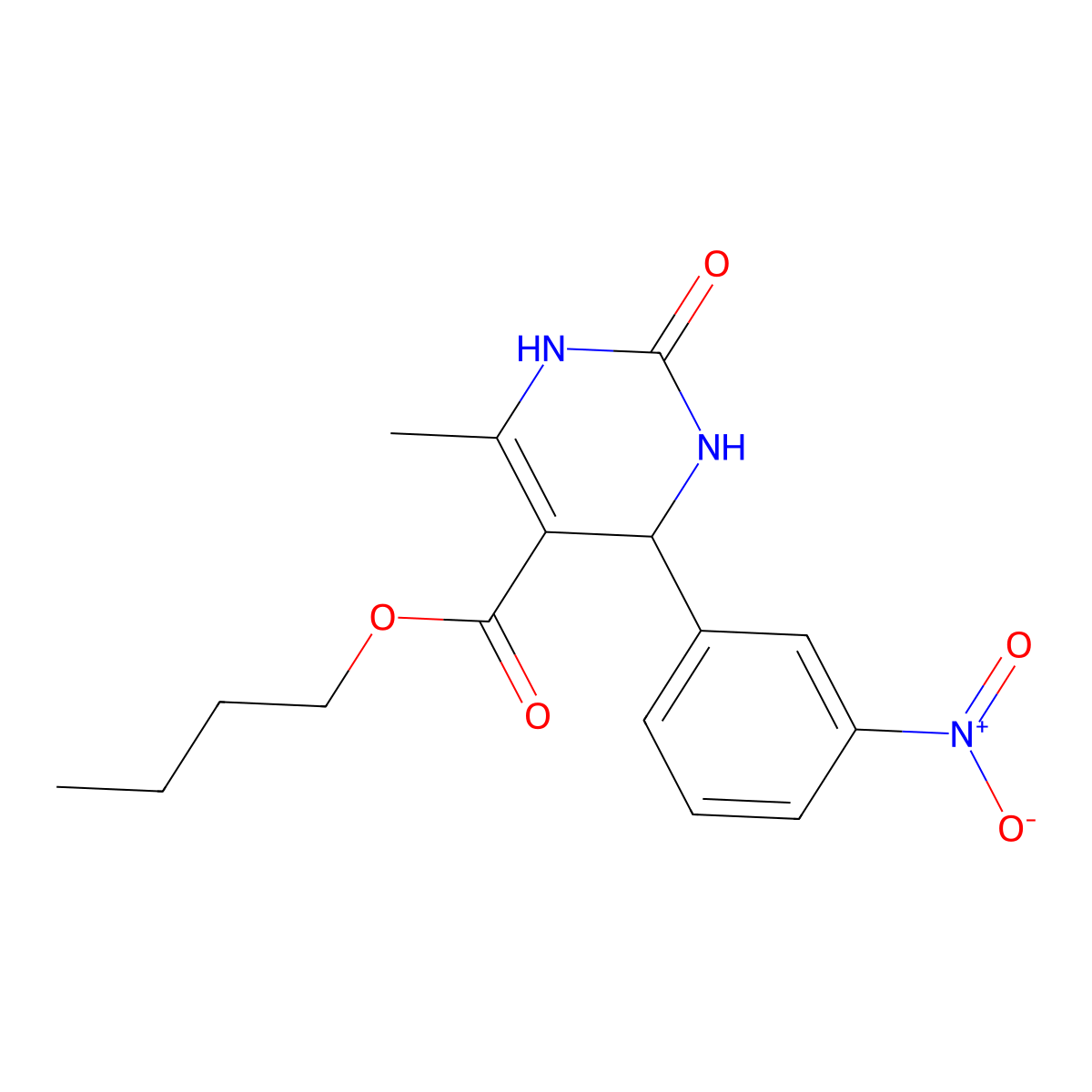 Butyl 6-methyl-4-(3-nitrophenyl)-2-oxo-1,2,3,4-tetrahydropyrimidine-5-carboxylate molecular structure, CAS 300360-07-0