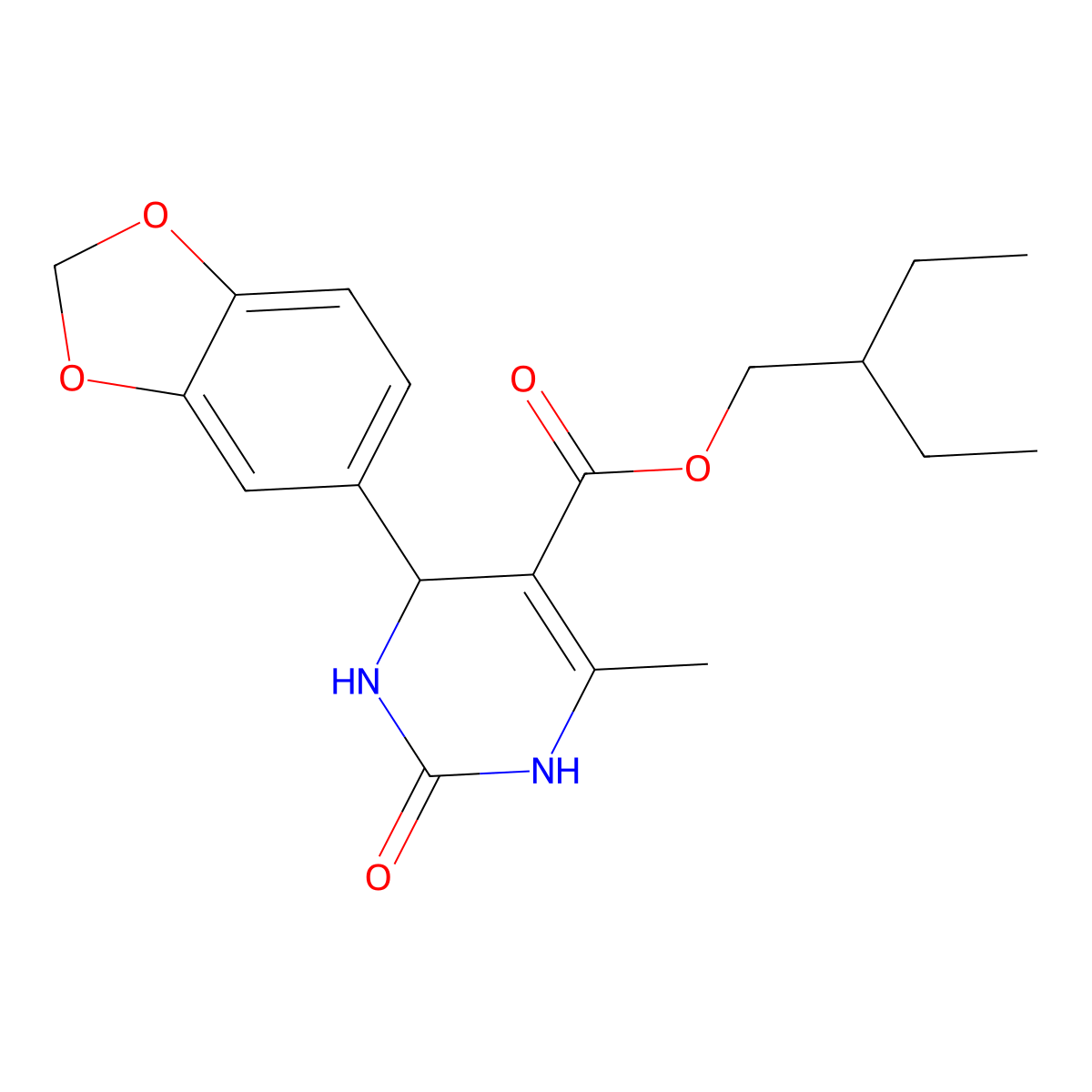 2-Ethylbutyl 4-(benzo[d][1,3]dioxol-5-yl)-6-methyl-2-oxo-1,2,3,4-tetrahydropyrimidine-5-carboxylate molecular structure, CAS 300360-08-1