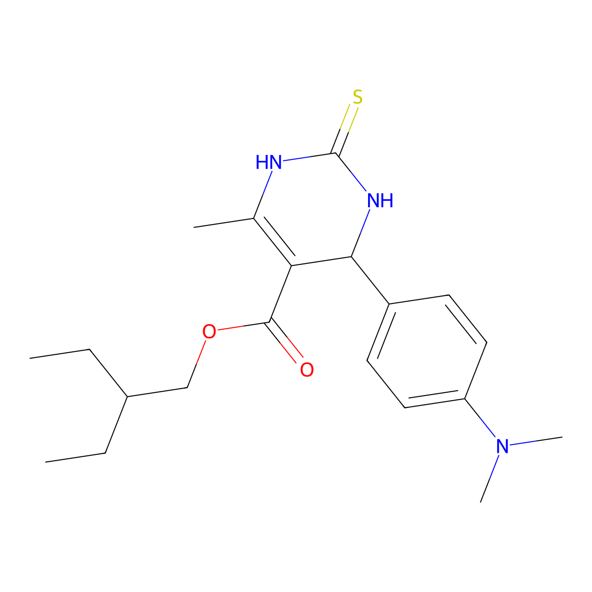 2-Ethylbutyl 4-[4-(dimethylamino)phenyl]-6-methyl-2-thioxo-1,2,3,4-tetrahydropyrimidine-5-carboxylate molecular structure, CAS 300360-14-9