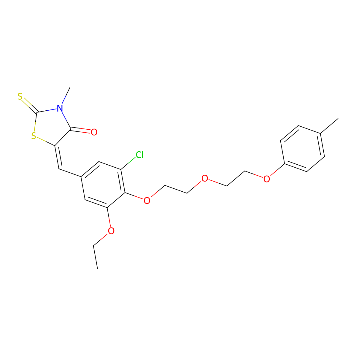 5-[[3-Chloro-5-ethoxy-4-[2-[2-(4-methylphenoxy)ethoxy]ethoxy]phenyl]methylene]-3-methyl-2-thioxo-4-thiazolidinone molecular structure, CAS 300365-80-4