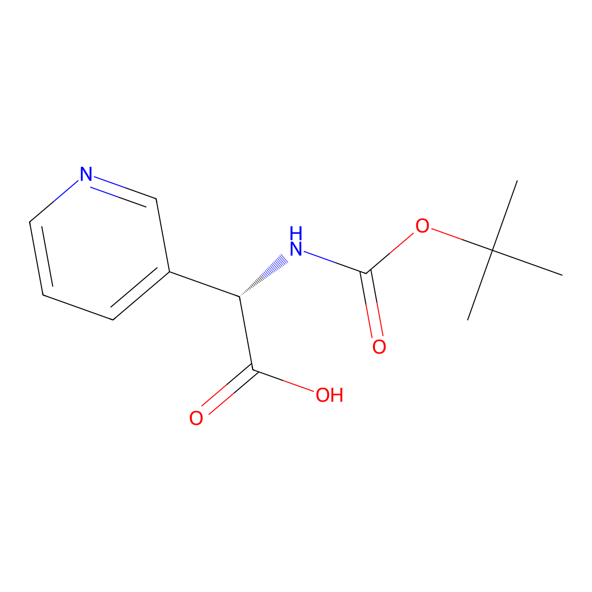 (S)-2-((tert-Butoxycarbonyl)amino)-2-(pyridin-3-yl)acetic acid molecular structure, CAS 300372-37-6