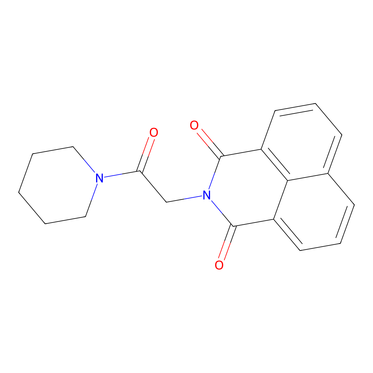 2-(2-oxo-2-(piperidin-1-yl)ethyl)-1H-benzo[de]isoquinoline-1,3(2H)-dione molecular structure, CAS 300375-48-8