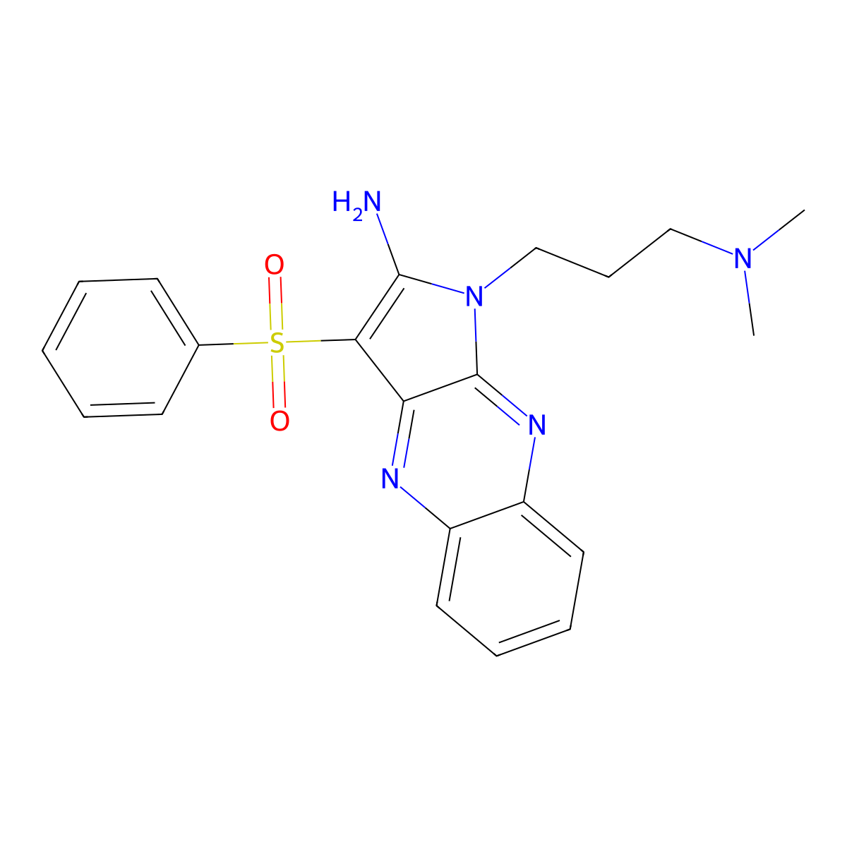3-(Benzenesulfonyl)-1-[3-(dimethylamino)propyl]pyrrolo[3,2-b]quinoxalin-2-amine molecular structure, CAS 300375-84-2