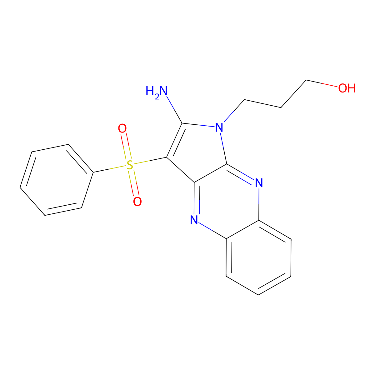 3-[2-amino-3-(benzenesulfonyl)-1H-pyrrolo[2,3-b]quinoxalin-1-yl]propan-1-ol molecular structure, CAS 300375-86-4
