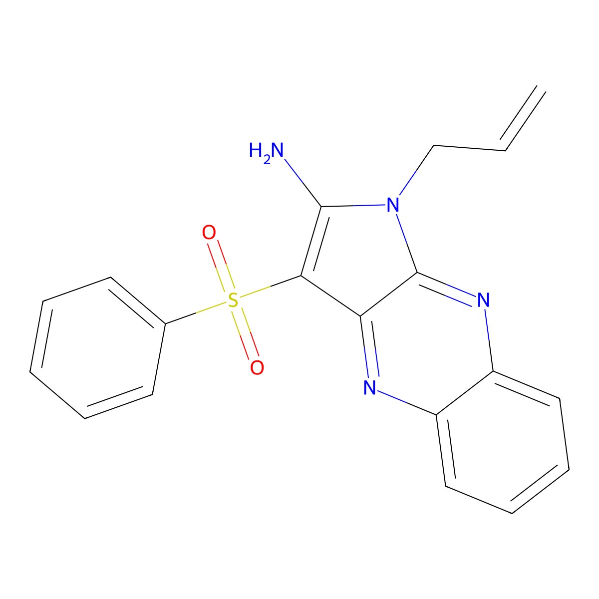 1-allyl-3-(phenylsulfonyl)-1H-pyrrolo[2,3-b]quinoxalin-2-amine molecular structure, CAS 300375-87-5