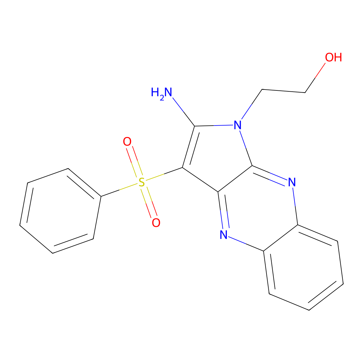 2-(2-Amino-3-benzenesulfonyl-pyrrolo(2,3-B)quinoxalin-1-YL)-ethanol molecular structure, CAS 300375-88-6