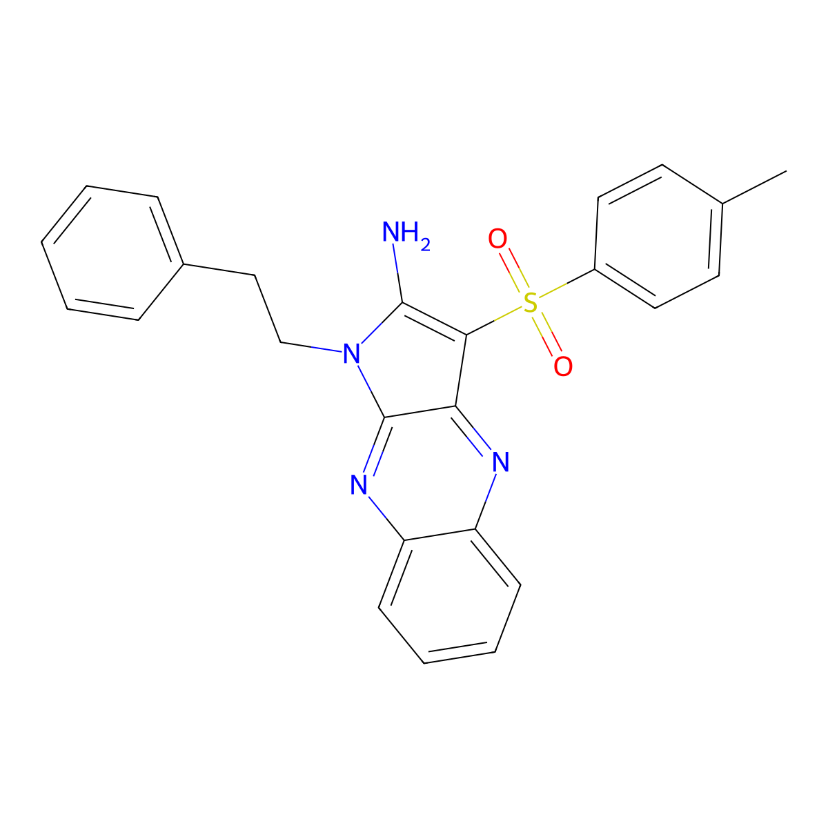 3-(4-methylbenzenesulfonyl)-1-(2-phenylethyl)-1H-pyrrolo[2,3-b]quinoxalin-2-amine molecular structure, CAS 300376-26-5