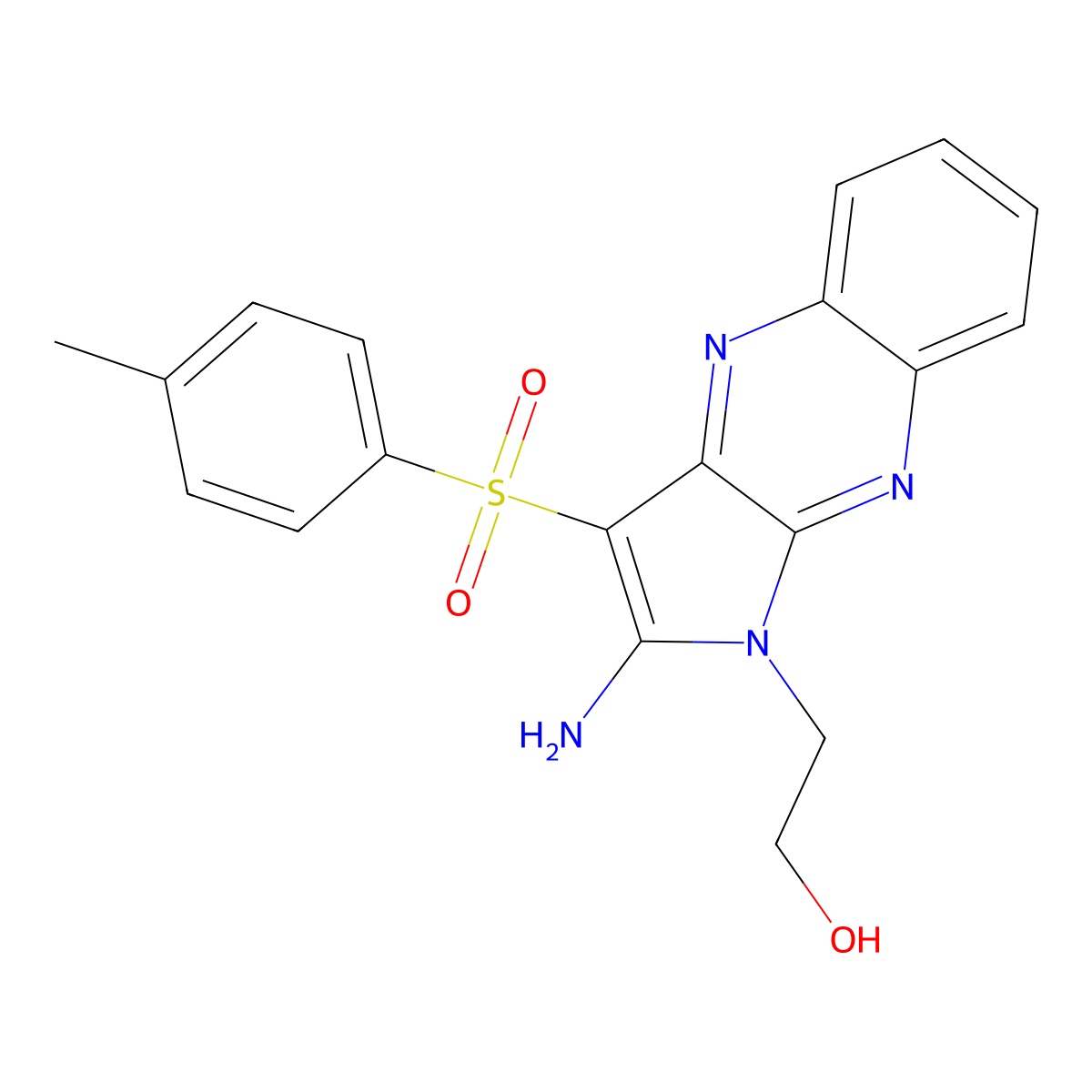 2-{2-amino-3-[(4-methylphenyl)sulfonyl]-1H-pyrrolo[2,3-b]quinoxalin-1-yl}ethanol molecular structure, CAS 300376-28-7