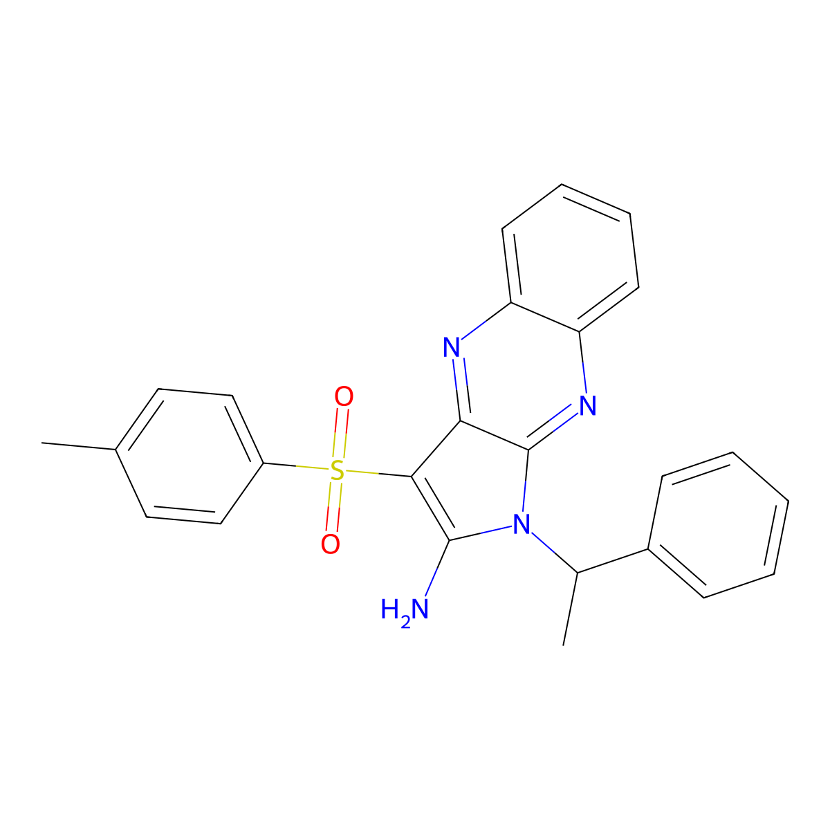 3-(4-methylbenzenesulfonyl)-1-(1-phenylethyl)-1H-pyrrolo[2,3-b]quinoxalin-2-amine molecular structure, CAS 300376-29-8