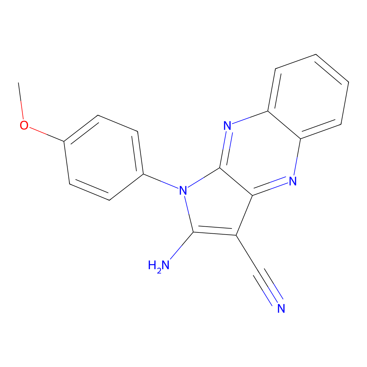 2-amino-1-(4-methoxyphenyl)-1H-pyrrolo[2,3-b]quinoxaline-3-carbonitrile molecular structure, CAS 300376-33-4