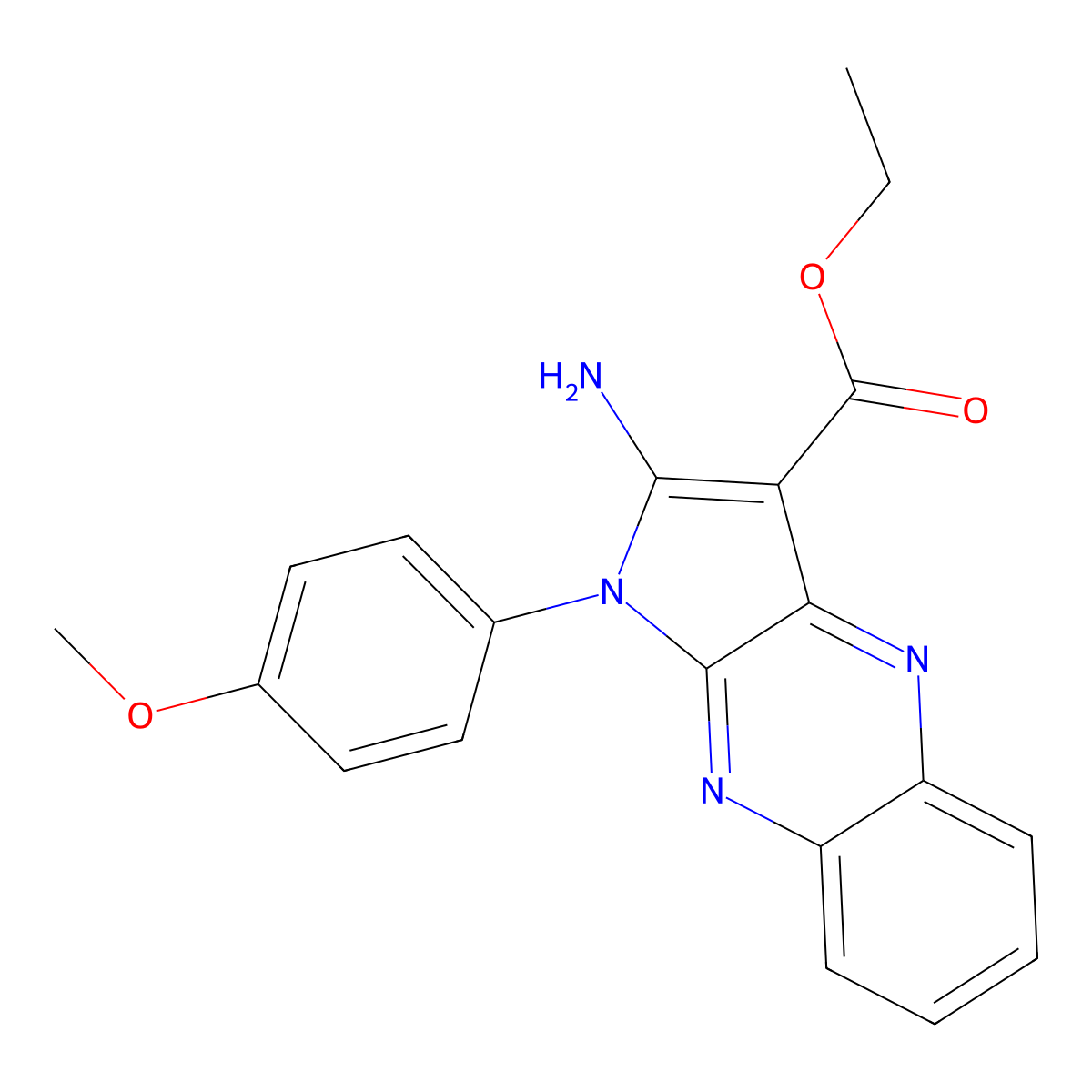 ethyl 2-amino-1-(4-methoxyphenyl)-1H-pyrrolo[2,3-b]quinoxaline-3-carboxylate molecular structure, CAS 300376-78-7