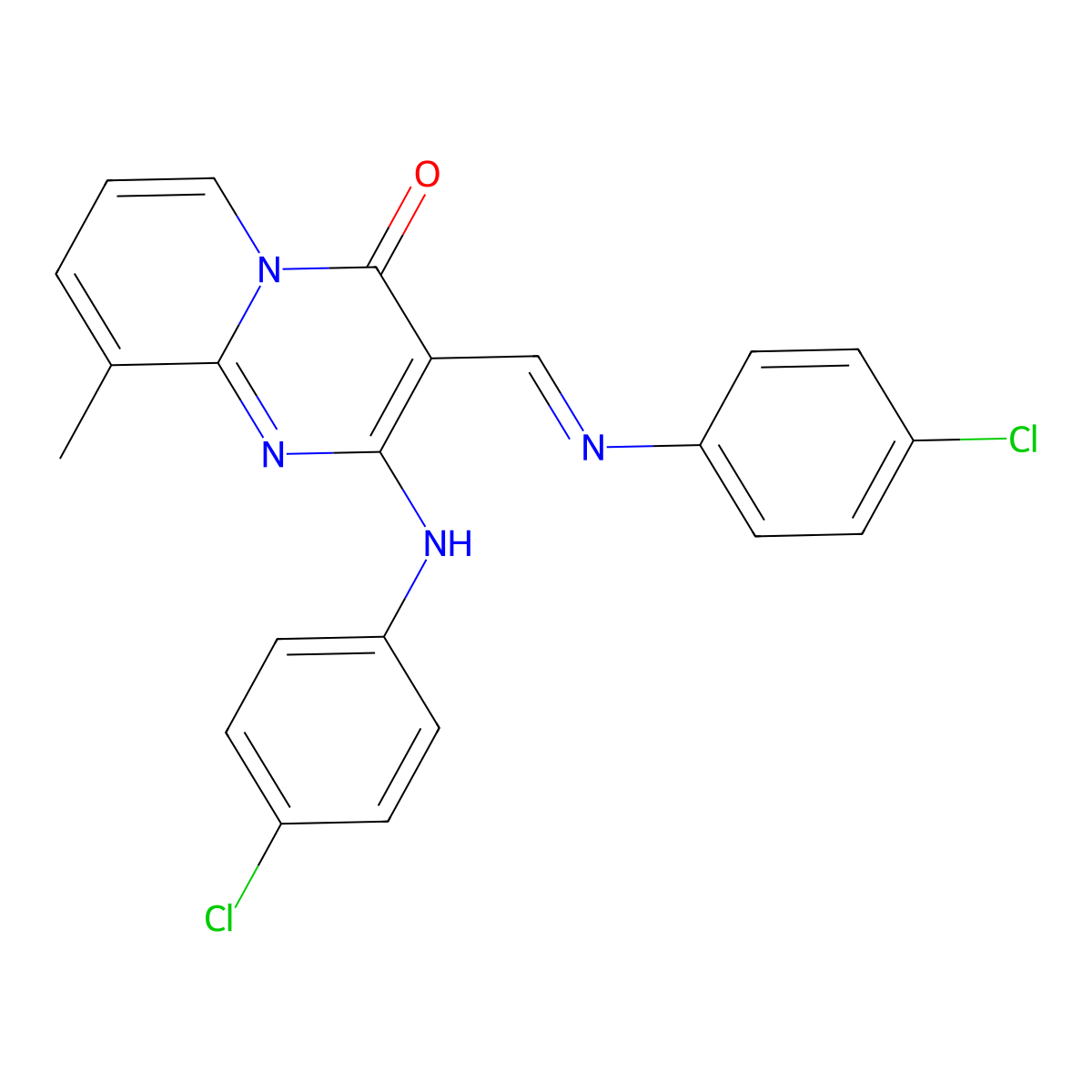 2-[(4-Chlorophenyl)amino]-3-((E)-[(4-chlorophenyl)imino]methyl)-9-methyl-4H-pyrido[1,2-a]pyrimidin-4-one molecular structure, CAS 300377-08-6