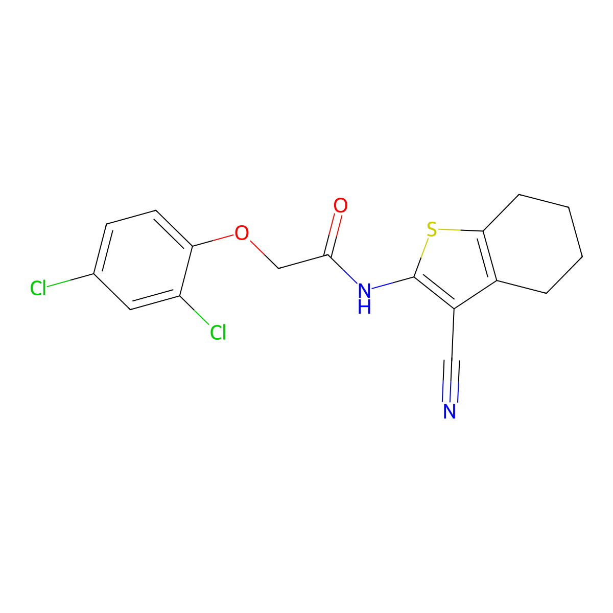 N-(3-cyano-4,5,6,7-tetrahydro-1-benzothiophen-2-yl)-2-(2,4-dichlorophenoxy)acetamide molecular structure, CAS 300377-13-3
