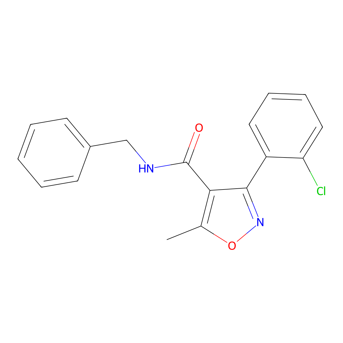 N-benzyl-3-(2-chlorophenyl)-5-methyl-1,2-oxazole-4-carboxamide molecular structure, CAS 300377-64-4