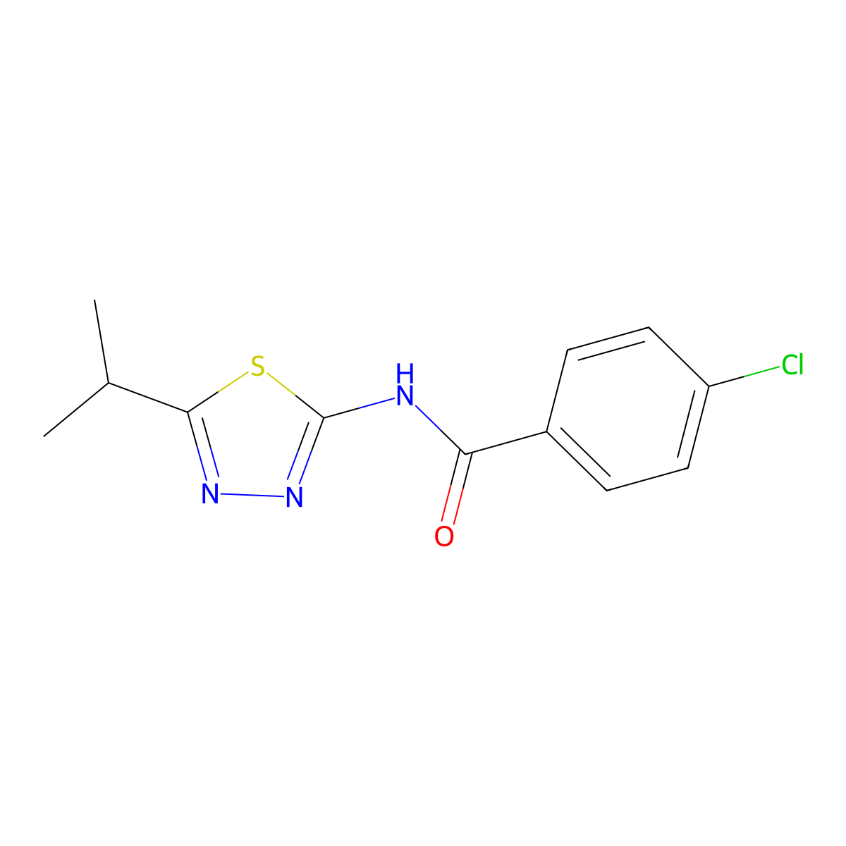 4-chloro-N~1~-(5-isopropyl-1,3,4-thiadiazol-2-yl)benzamide molecular structure, CAS 300377-65-5