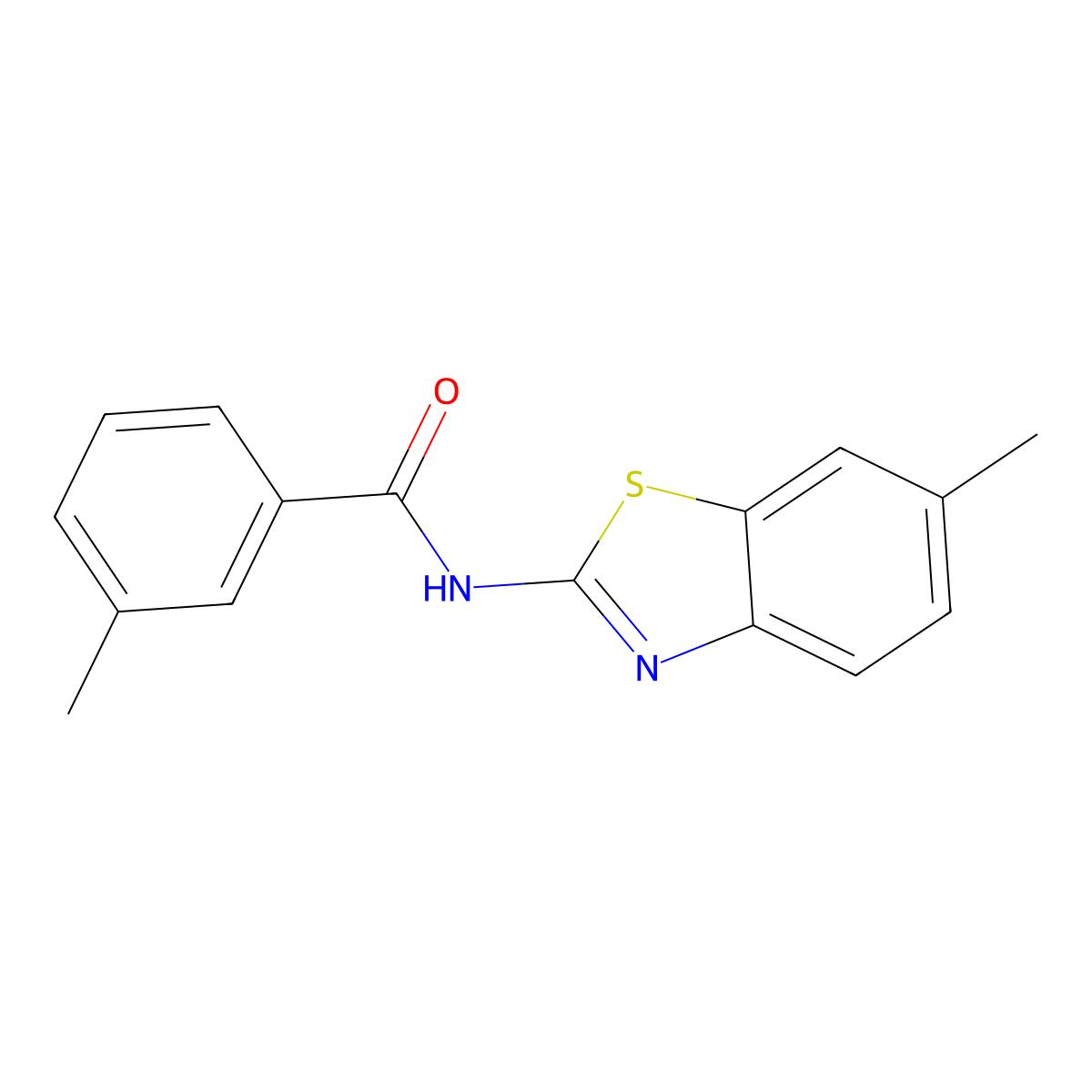 3-methyl-N-(6-methyl-1,3-benzothiazol-2-yl)benzamide molecular structure, CAS 300377-67-7